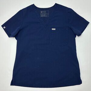 DEFECT Figs Catarina Scrub Top Navy PO #2454 1 Pocket V Neck Size S